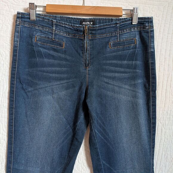 Vintage Y2K Allen B Schwartz Low Rise Denim Flare Jeans Zip Front Size 10 - Picture 4 of 9
